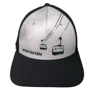 Locale Whitefish Ski Lift Trucker Hat Black White One Size Snapback Adjustable